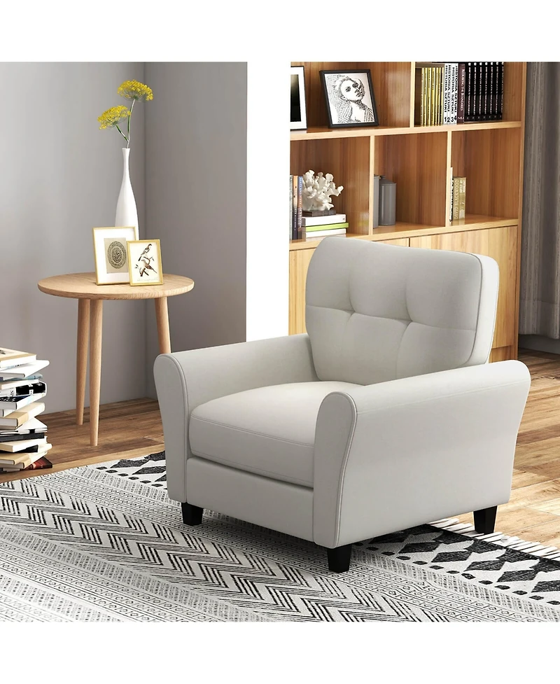 Pcs Upholstered Modern Accent Chair Mid-Century Armchair with Rubber Wood Legs