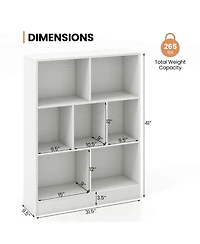 7-Cube Bookcase for Kids 41" Wooden Toy Storage Organizer Freestanding Bookshelf