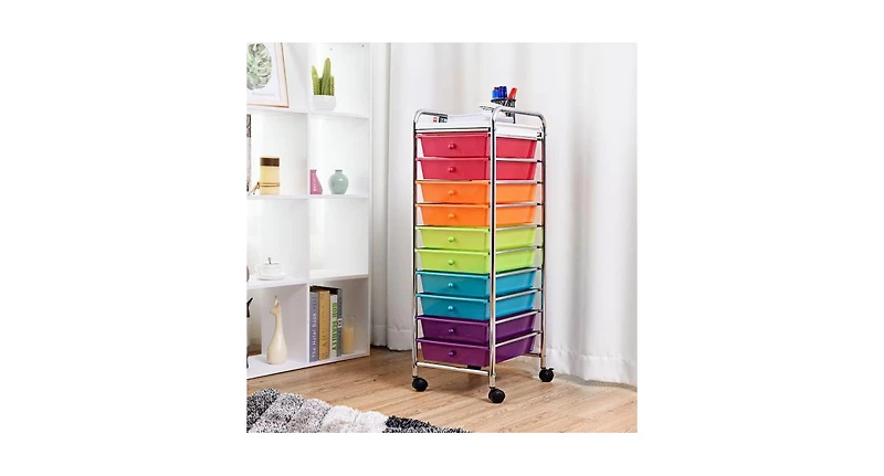 10 Drawers Rolling Organizer Cart Craft Utility Mobile Trolley
