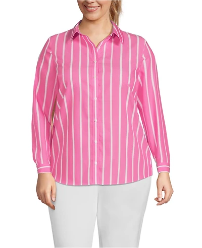 Lands' End Plus No Iron Button Front Shirt