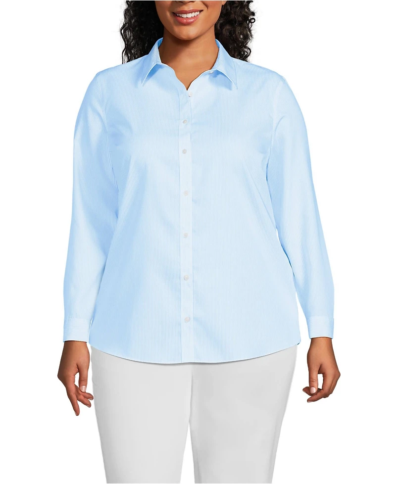 Lands' End Plus No Iron Button Front Shirt