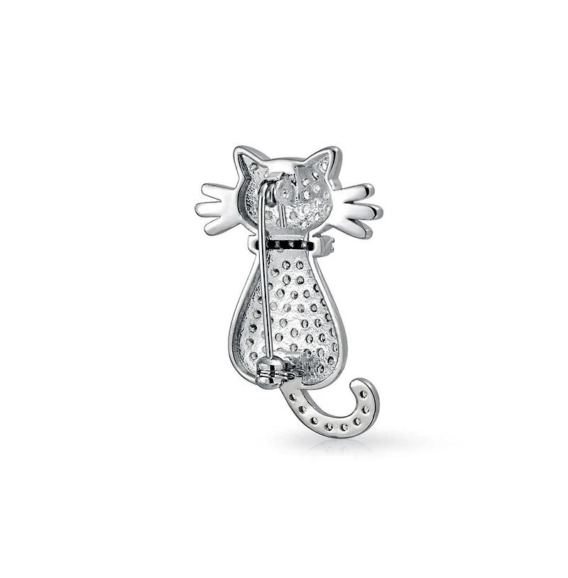 Bling Jewelry Cute Animal Lover Cz Kitty Cat Brooche Pin Cubic Zirconia