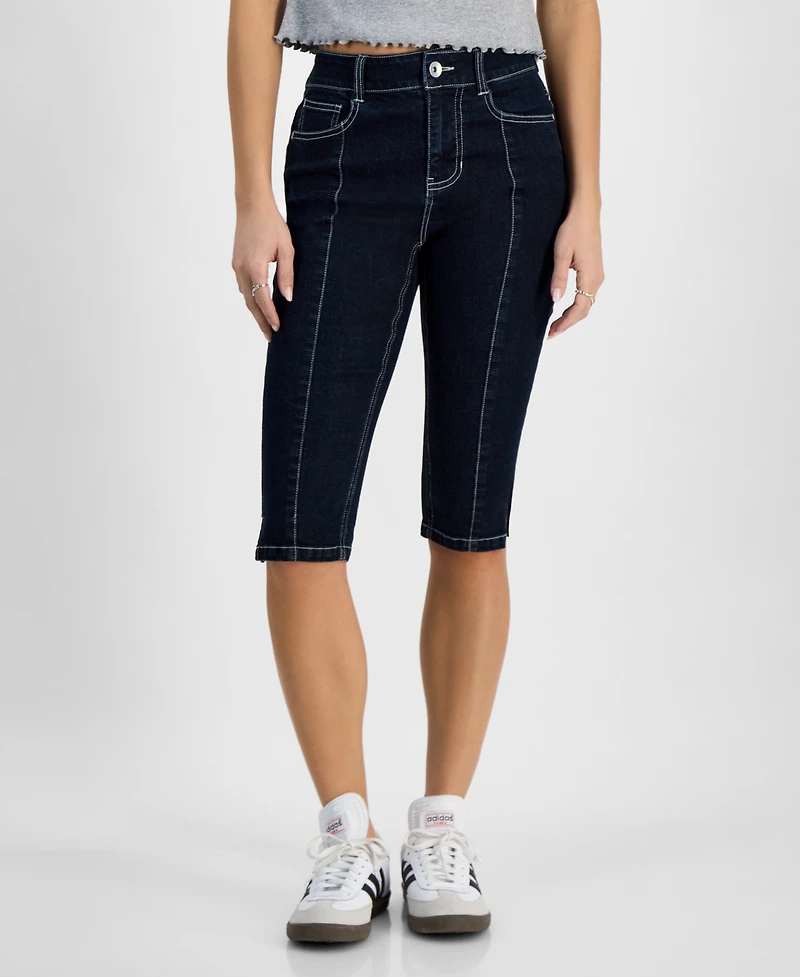 Dollhouse Juniors' Seam Front High-Rise Capri Jeans
