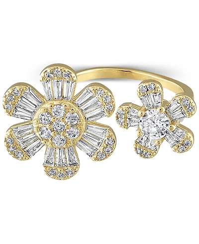 Ben Oni Metal Tone Over Copper Cubic Zirconia Flower Adjustable Ring