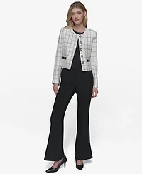 Karl Lagerfeld Paris Women's Windowpane-Print Jacket