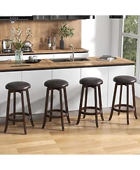 29" Counter Height Stools Set of with 360° Swivel Round Seat & Footrest