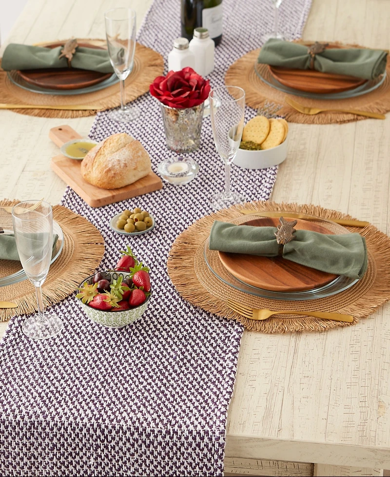 Design Imports Woven Jacquard Fringe Table Runner, 15" x 72"