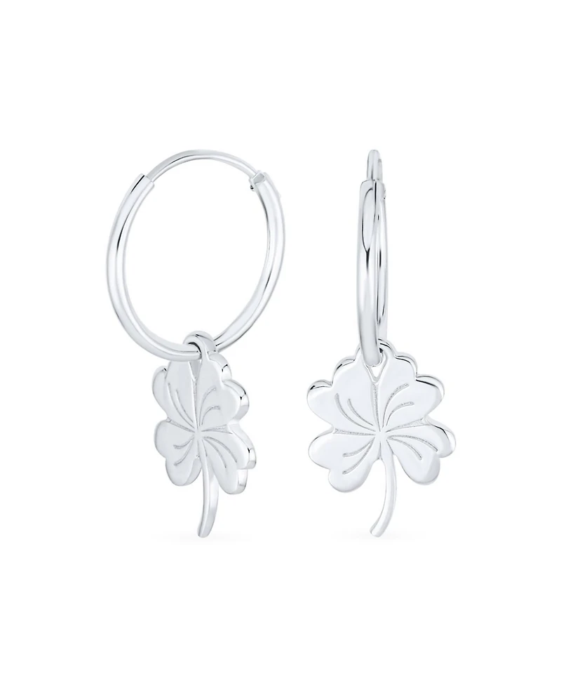 Bling Jewelry Luck of the Irish Shamrock Mini Hoop Huggie Earrings in Sterling Silver
