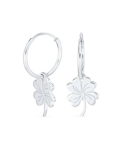 Bling Jewelry Luck of the Irish Shamrock Mini Hoop Huggie Earrings in Sterling Silver