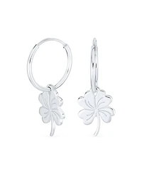 Bling Jewelry Luck of the Irish Shamrock Mini Hoop Huggie Earrings in Sterling Silver