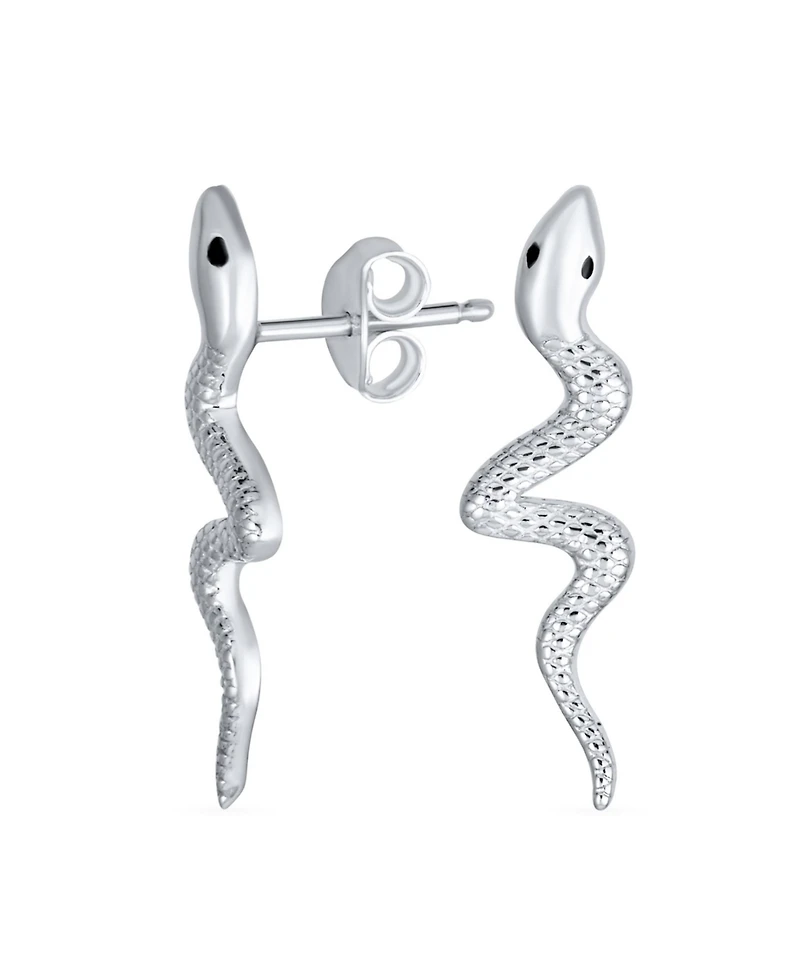 Bling Jewelry Egyptian Serpent Snake Stud Earrings in Sterling Silver Reptile Lovers