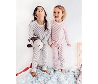 Malabar Baby Little Girls Organic Cotton 2PC Pajama Set, Pink City (Pink & White)