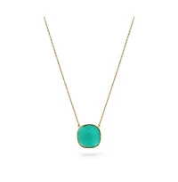 Bling Jewelry Exquisite Teal Blue-Green Faceted Stone Pendant Necklace Gold Plated Silver