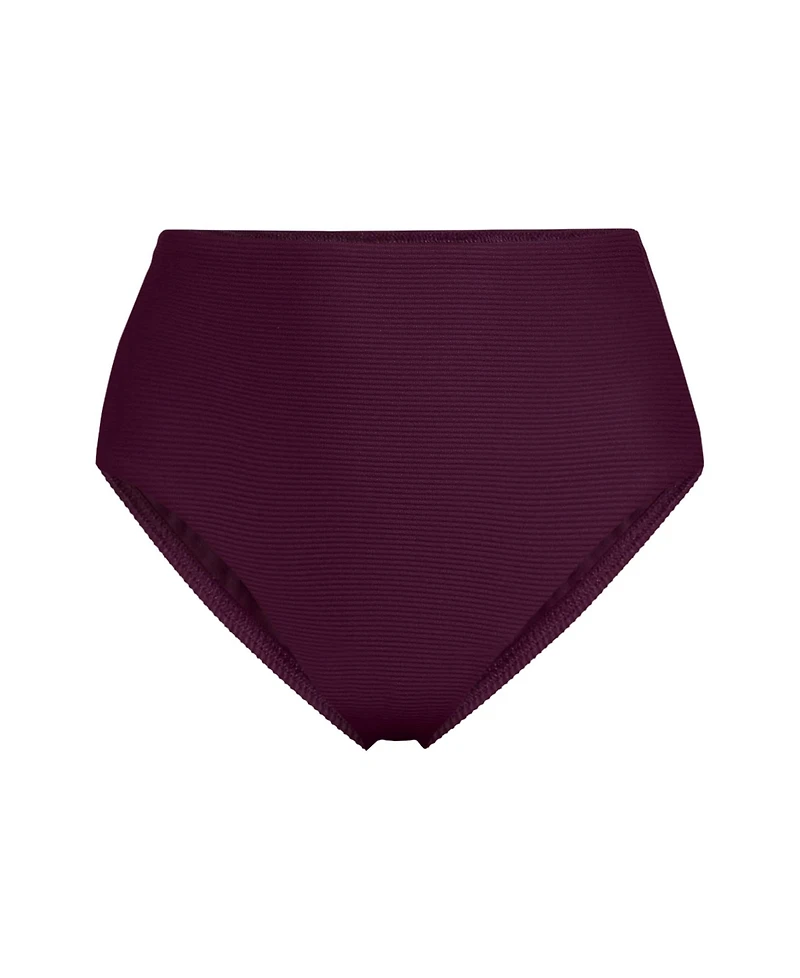 Lands' End Plus Chlorine Resistant Ottoman Rib High Waisted Bikini Bottoms