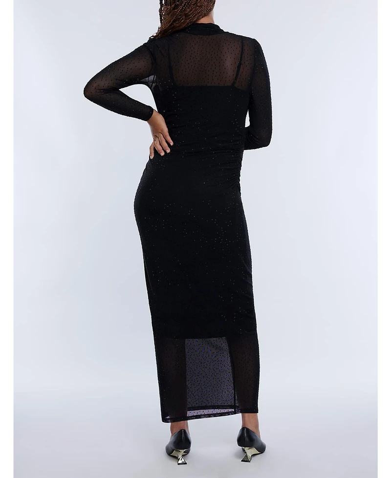 Motherhood Maternity Mesh Turtleneck Maxi Dress