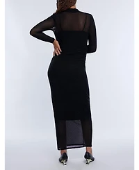 Motherhood Maternity Mesh Turtleneck Maxi Dress