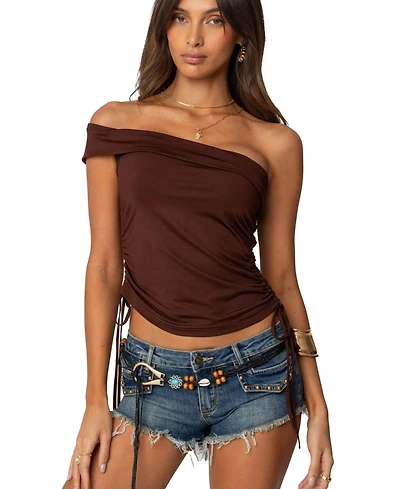 Edikted Women's Yafa Asymmetric Off Shoulder Top