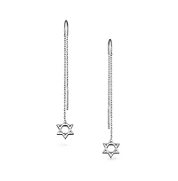 Bling Jewelry Judaic Star Of David Dangle Earrings Sterling Silver Threader