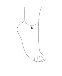 Bling Jewelry Lucky Red Ladybug Charm Anklet Ankle Bracelet Sterling Silver 9.75 Inch