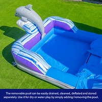 HeroKiddo 16FT Dolphin Inftatable Water Slide with Detachable Pool & Air Blower, Commercial Grade, 100% Pvc Vinyl, Outdoor Backyard, Kids and Adults,