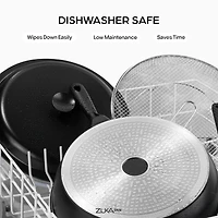 Zuka Everyday Pan Qt. Ceramic 10 1 Nonstick Multi-Functional Saute with Lid, Nylon Spoon