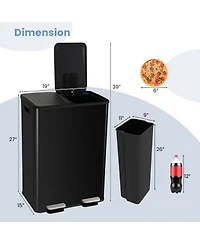 2 x 8 Gallon Dual Trash Can for Kitchen, Office, and Home Use