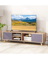 Tv Stand Cabinet for TVs with Open Shelf Modern Storage for Living Room Entertainment