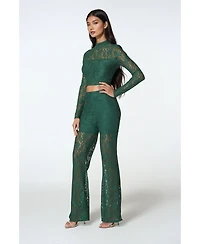 Bebe Women's Two Piece Lace Jumpsuit