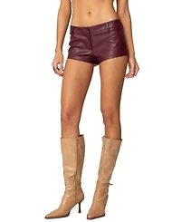 Edikted Womens Melaney Faux Leather Micro Shorts