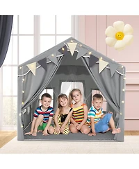 3-4 Kids Large Play Tent House with 2 Opening Doors and Star Lights