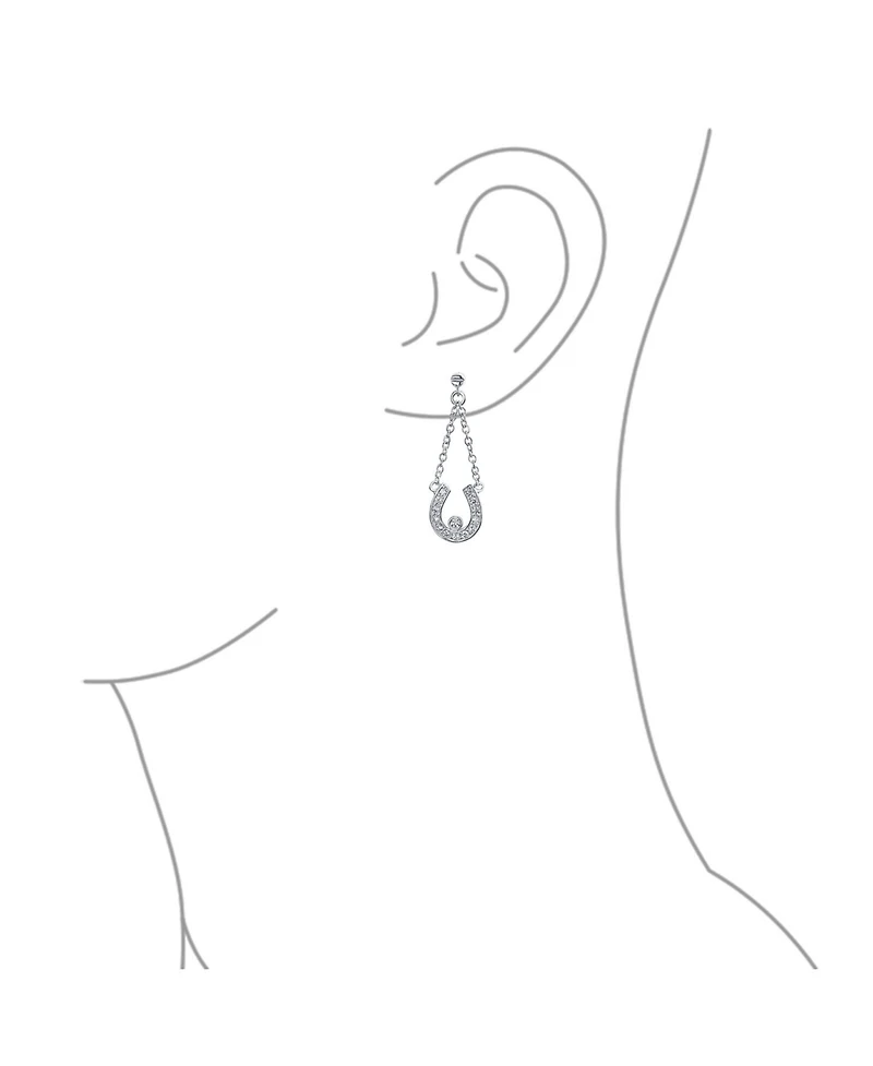 Bling Jewelry Lucky Equestrian Cz Stud Earrings with Pave Horseshoe Design, Western Jewelry
