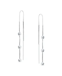 Bling Jewelry Classic Minimalist Dangle Chandelier Earrings with Cz in Sterling Silver Linear Design