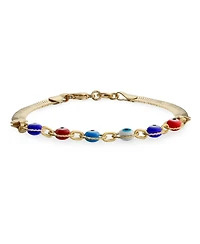 Bling Jewelry Amulet Multi-Color Evil Eye Strand Bracelet with Gold Plated Snake Chain