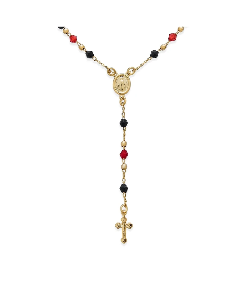 Bling Jewelry Religious Red Black Bead Rosary Necklace with Virgin Mary and Crucifix Cross