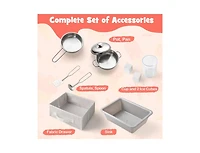 Kids Kitchen Playset with Chalkboard, Ice Maker, Sink & Light-Up Microwave Fun Pretend Cooking Toy