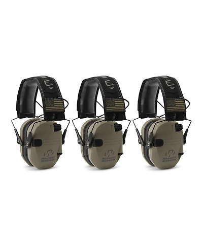 Walker's Razor Slim Electronic Shooting Muffs 3-Pack, Fde American Flag