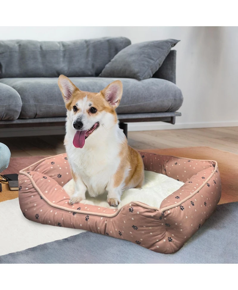 Details Microsuede Pet Bed, Dog Beds for Small Dogs and Cats, Calming Cuddler Bed for Pets with Sides and Plush Center