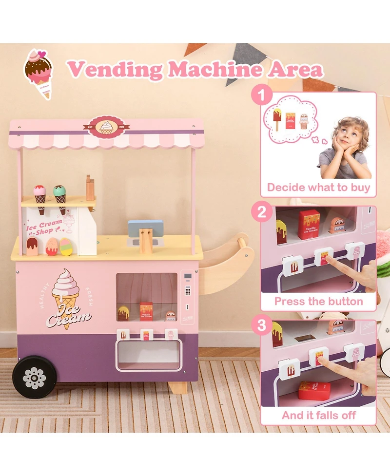 Kids Ice Cream Truck Playset with Vending Machine Fun Pretend Play Toy for Toddlers