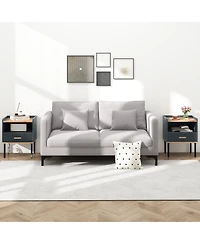 Nightstand Bedside End Table with Drawer and Shelf for Living Room Bedroom-Set of 2