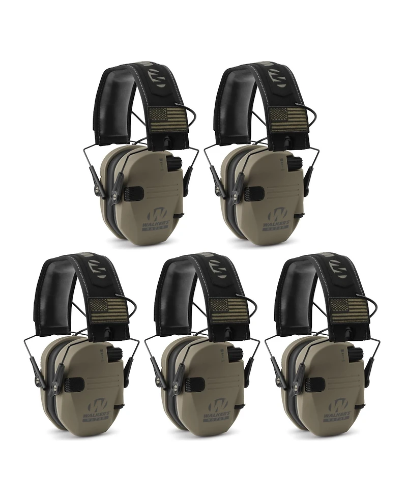 Walker's Razor Slim Electronic Shooting Muffs 5-Pack, Flat Dark Earth Fde