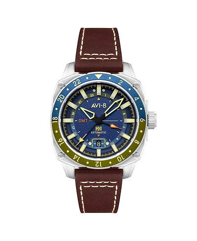 Avi-8 Men's Hawker Hunter Atlas Gmt Automatic Leather Strap Watch