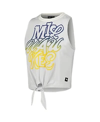 The Wild Collective Women's White Milwaukee Brewers Twisted Tie Front Tank Top