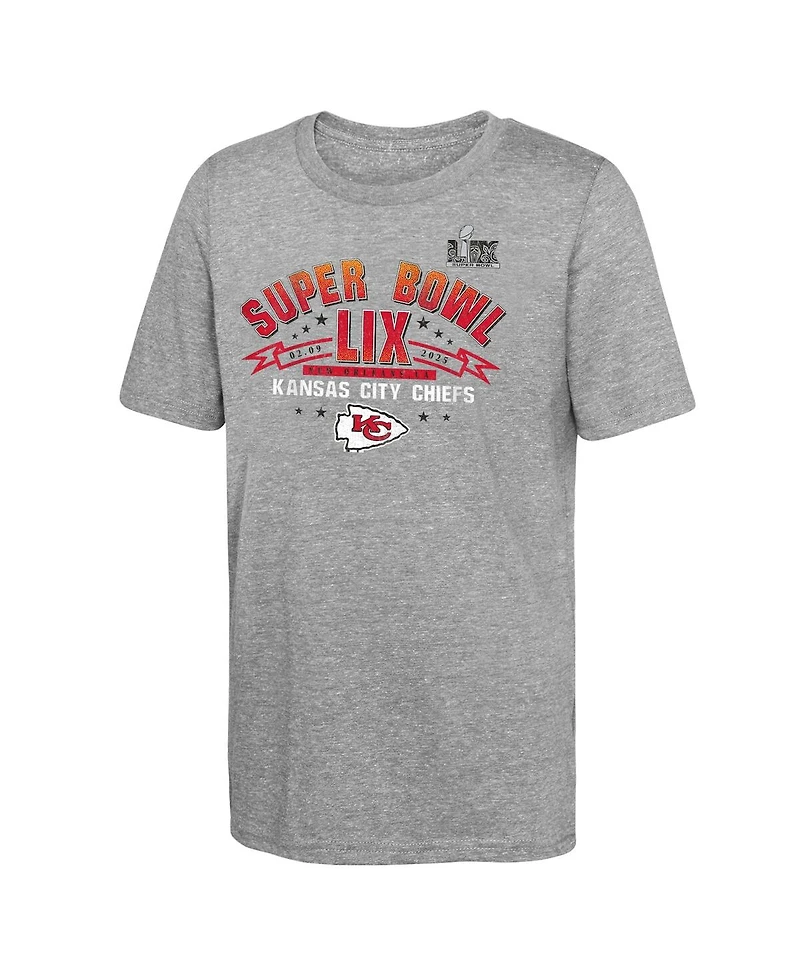Fanatics Big Boys and Girls Heather Gray Kansas City Chiefs Super Bowl Lix Made It T-Shirt