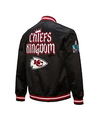 Mitchell & Ness Men's Black Kansas City Chiefs Double Down Satin Full-Snap Jacket