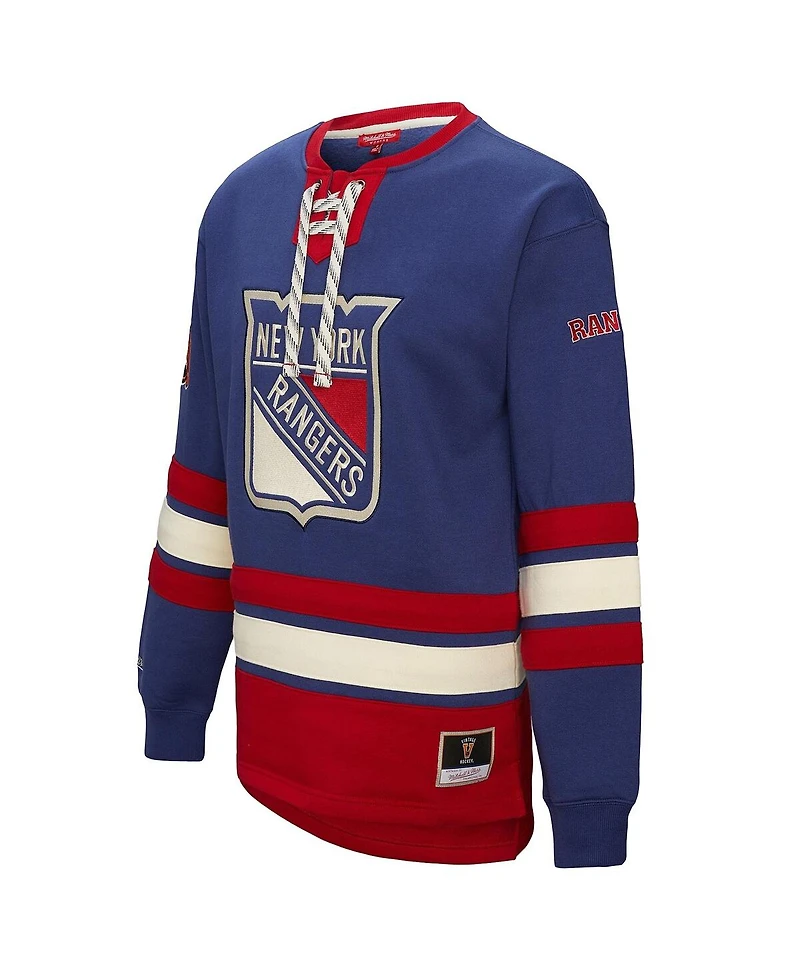 Mitchell & Ness Women's Blue New York Rangers Heritage Lace-Up Pullover Sweatshirt