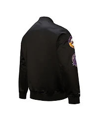Mitchell & Ness Men's Black Los Angeles Lakers Blackout Collection Vintage Full-Snap Satin Jacket