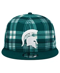 New Era Men's Green Michigan State Spartans Plaid 9FIFTY Snapback Hat