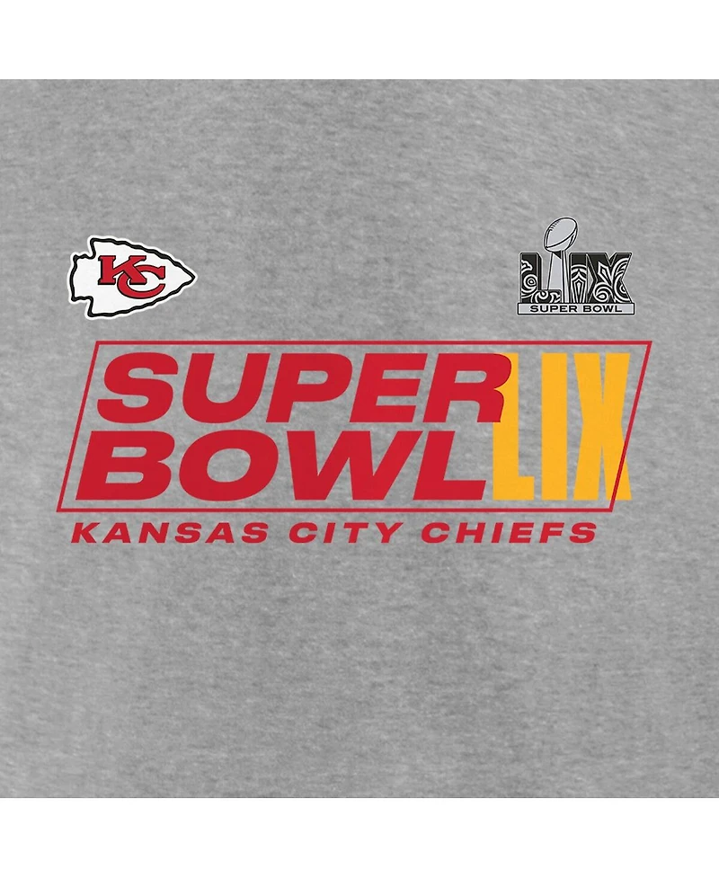 Fanatics Men's Heather Gray Kansas City Chiefs Super Bowl Lix Big Tall Roster T-Shirt