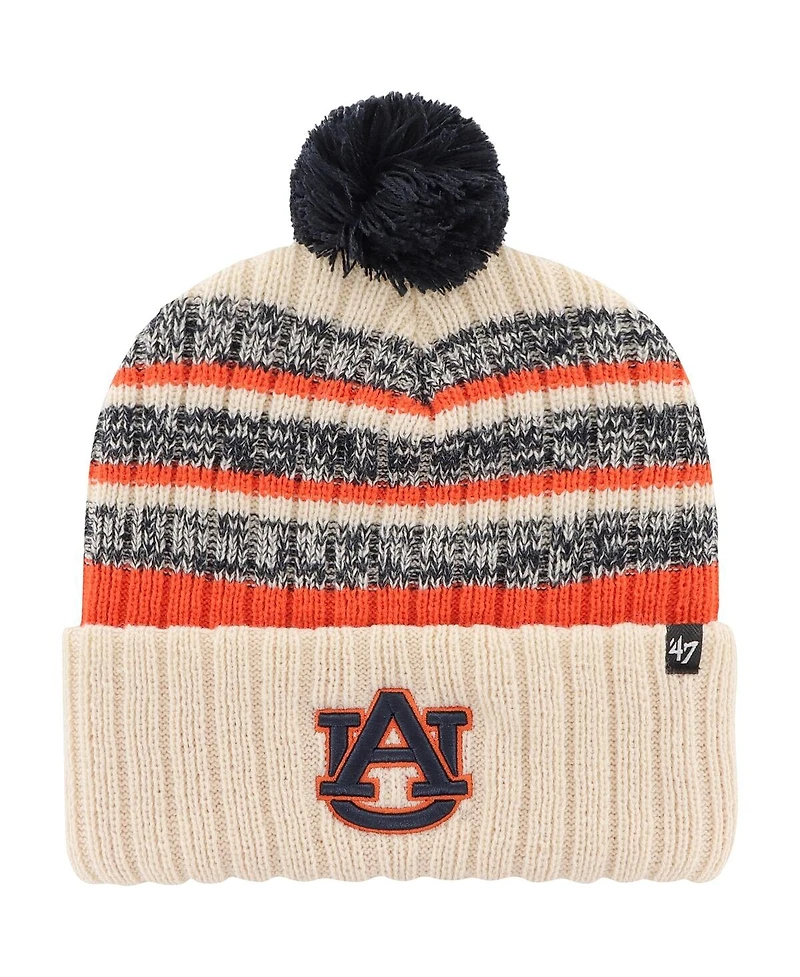 '47 Brand Men's Khaki Auburn Tigers Tavern Cuffed with Pom Knit Hat
