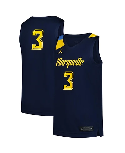 Jordan Men's 3 Navy Marquette Golden Eagles Replica Basketball Jersey
